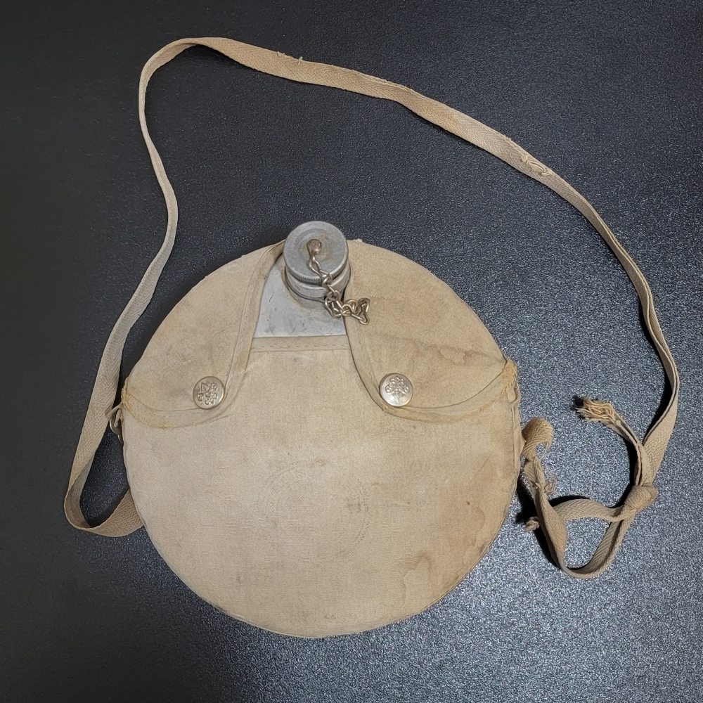 Vintage 40’s Boy Scouts of America Aluminum Canteen With Canvas Cover 2 Snap